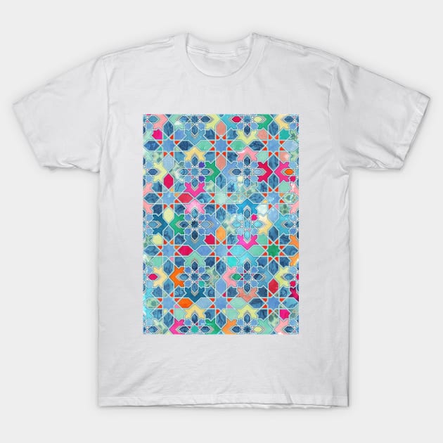 Pretty Pastel Moroccan Tile Mosaic Pattern T-Shirt by micklyn